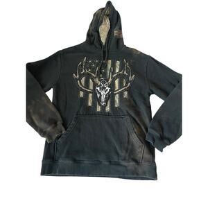 Buck Wear Black American Flag Graphic Pullover Hoodie Men's Size Medium